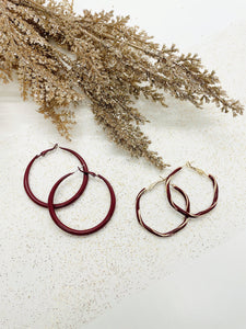 Maroon Metal Hoops