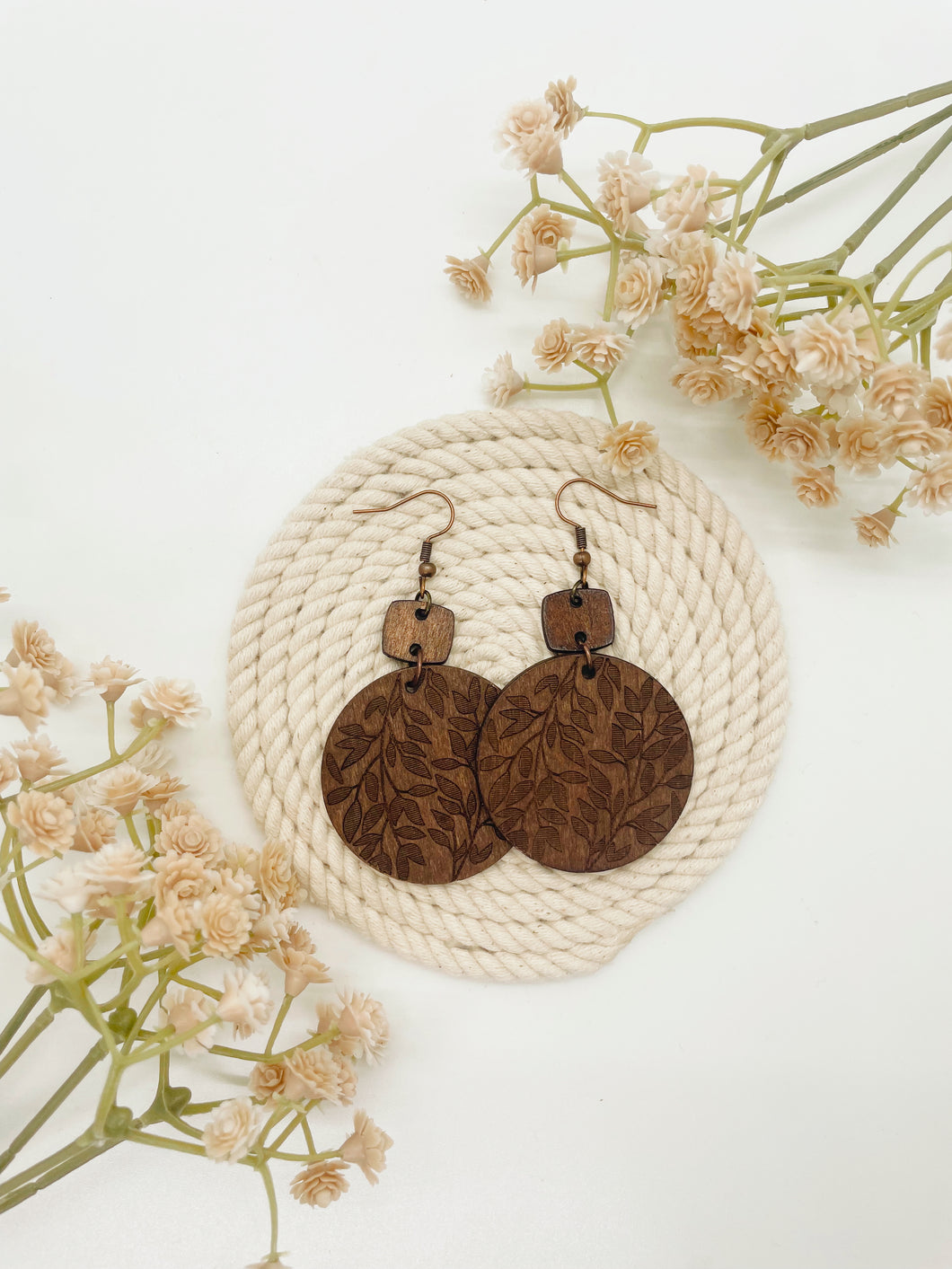 Brown Leafy Pattern Dangles
