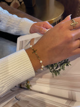 Load image into Gallery viewer, Gold Cross + Pearls Bracelet
