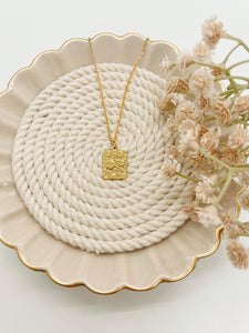 Gold Floral Square Necklace