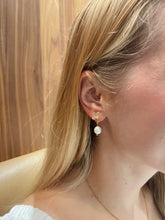 Load image into Gallery viewer, Gold Flower + Freshwater Pearl Dangles
