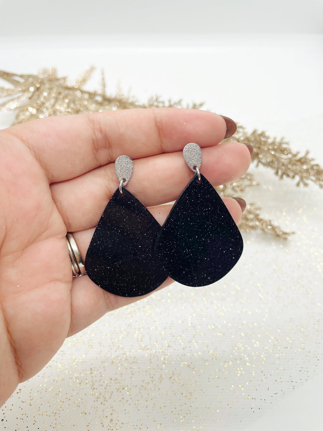 Black Glitter Dangles