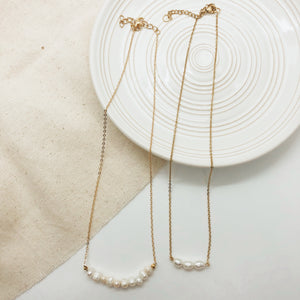 Gold Pearl Bar Necklaces