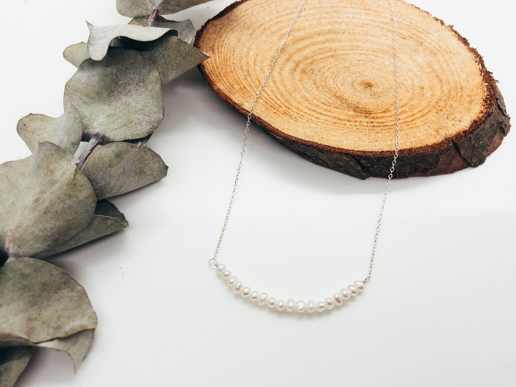 Silver Pearl Bar Necklace